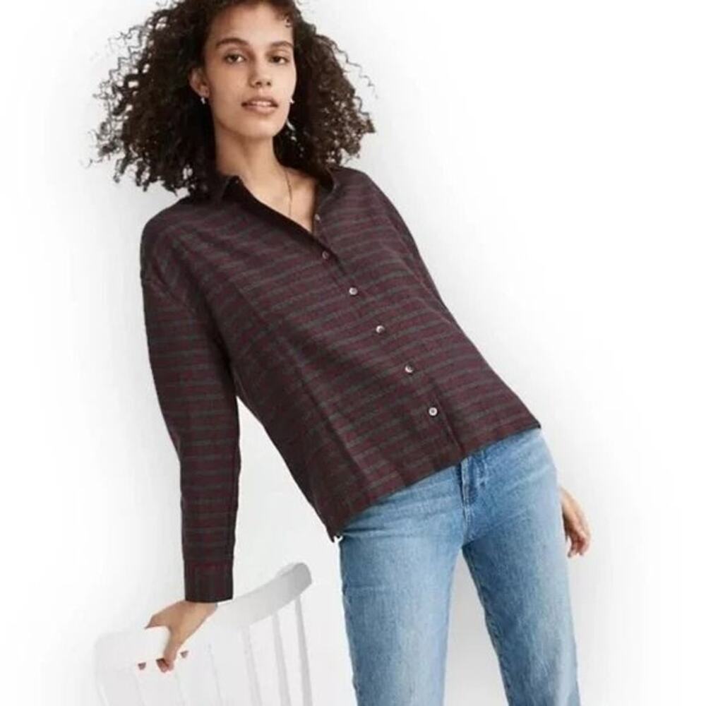Madewell Westlake Button Up Shirt in Pfeiffer Burgundy Plaid